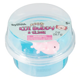 Slime & Axolotl packaging showing 2 oz blue slime with a cute pink axolotl toy inside for sensory play ages 5 and up.