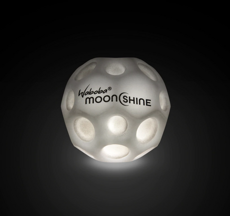 Moon Ball | Moonshine glowing in the dark with craters, a light-up hyper bouncy ball for nighttime play.