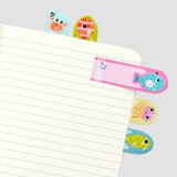 Note Pals Fish aquatic-themed sticky note tabs attached to notebook pages for reminders and bookmarks.