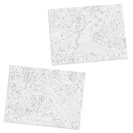 Paint By Number Jungle showing two numbered canvases with detailed jungle-themed line art for painting.