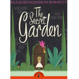 Cover of The Secret Garden showing a girl in a white dress opening a hidden garden door surrounded by plants.