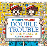 Where's Waldo Double Trouble book cover showing two Waldos holding a museum-themed spot-the-difference challenge.