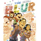 The Blur book cover featuring a joyful child with superhero powers riding on a parent's shoulders surrounded by family.