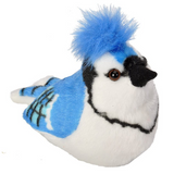 Audubon Bird | Blue Jay plush with realistic blue and white feathers and fluffy crest, chirps when squeezed.