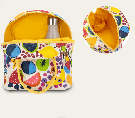 Zipper Lunch Bag | Eat the Rainbow with roomy, machine washable organic cotton and food-safe, rinseable lining interior pocket.