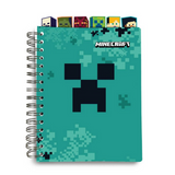 Minecraft Survival Notebook with Creeper cover and six tabbed dividers featuring Minecraft mobs for organizing notes and ideas.