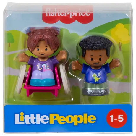 Little People 2pk featuring two diverse toddler figures in colorful outfits for imaginative community play.