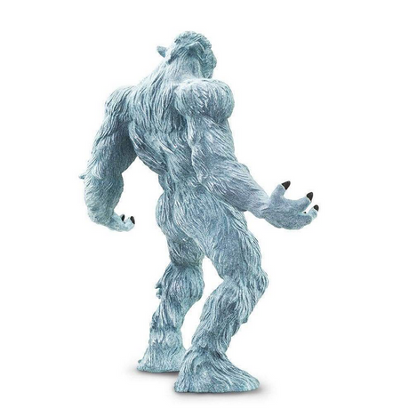 Yeti figure in an intimidation pose with detailed light blue fur and black claws, standing about 5 inches tall.