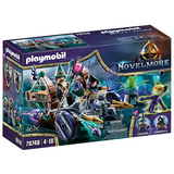 Playmobil Violet Vale Demon Patrol playset with demon-catching wagon, figures Flamathor, Demonthella, and small demon toy.