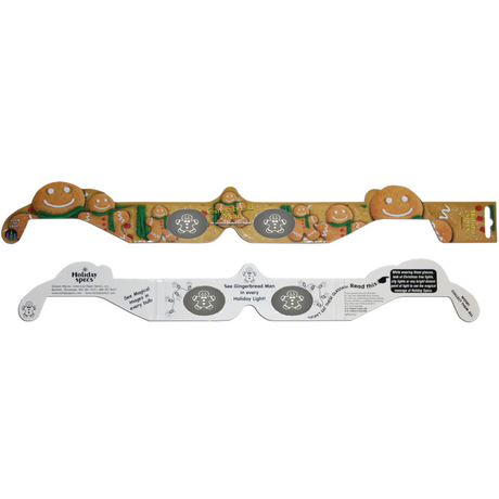 Holiday Specs | Gingerbread Men paper glasses with patented lenses to see festive gingerbread shapes in lights.