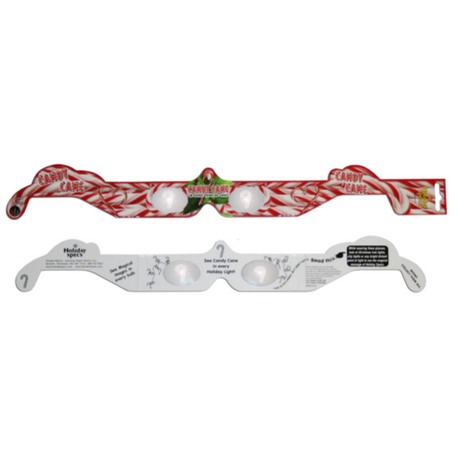 Holiday Specs | Candy Canes glasses with red and white candy cane design and patented holographic lenses.