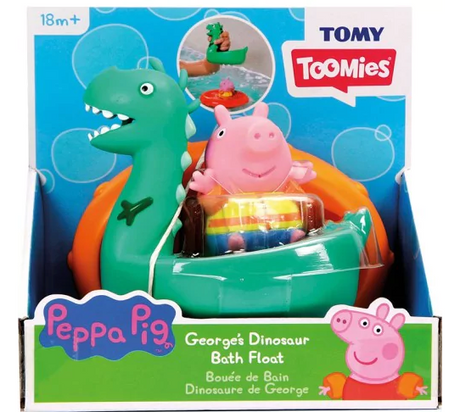 Peppa Pig Float Dino featuring George and dinosaur in floating base for imaginative water play, suitable for 18 months+