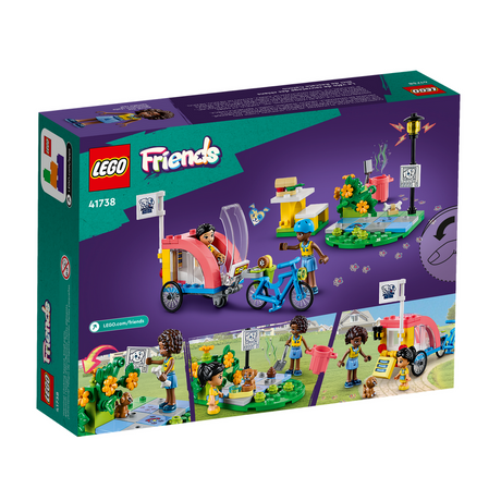 LEGO Friends Dog Rescue Bike building set with bike, trailer, park scene, accessories, and mini-figures for kids aged 6 and up.