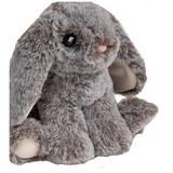Bunny Soft Gray plush bunny with soft gray fur and floppy ears, perfect for cuddling and gifting.