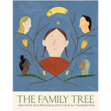 Illustration from The Family Tree showing a girl with family members represented as branches and flowers.