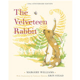 Cover of The Velveteen Rabbit 100th anniversary edition featuring a hand-drawn rabbit among ferns and a butterfly.