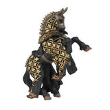 Weapon Master Bull Horse figurine in detailed gold and black armor, perfect for imaginative battle play and display.