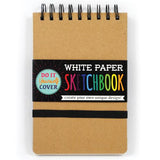 White Paper Sketchbook with DIY cover, spiral bound, easy to customize, perfect for creative drawing and design projects.