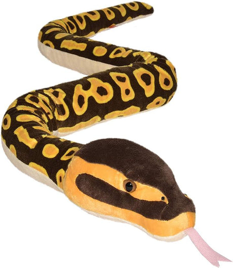 Soft and cuddly Ball Python Snake plush, detailed and 54 inches long, perfect for kids and adults.