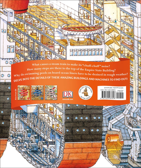 Stephen Biesty's Incredible Cross-Sections showing detailed cutaway of an ocean liner's interior and machinery.