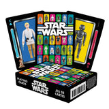 Star Wars Playing Cards featuring vintage action figures from 1977 to 1985 in a colorful collectible deck.
