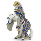 Weapon Master Ram Horse figurine in blue and gold medieval armor, perfect for epic battles and kingdom defense play.