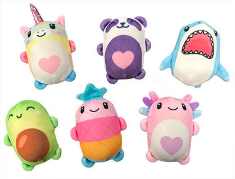 Bubble Stuffed Squishy Friend plush toys in six colorful designs with squishy bubble balls inside for tactile fun.