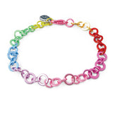 Rainbow Bracelet Chain featuring colorful anodized metal links in a fully adjustable 7.5-inch design.