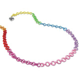 Rainbow Chain Necklace with colorful anodized metal links, 19" long and fully adjustable for charm customization.