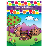 Do A Dot Art! Colorful Critters coloring book cover featuring playful raccoon, deer, and squirrel in bright outdoor scene.