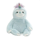 Slothicorn Dazzle plush with pastel turquoise fur, sparkling rainbow horn, and fluffy mane, perfect for sloth and unicorn fans.