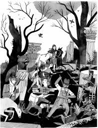 Wildwood Imperium #3 cover showing children and saboteurs in an eerie forest with ruins and mysterious shadows.