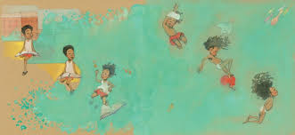 Julian is a Mermaid illustration with children playing and swimming in a whimsical green-blue water setting.