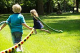 Dragonbone Snake 54-inch colorful stuffed snake toy with bright scales, horns, and forked tongue, perfect for outdoor play.
