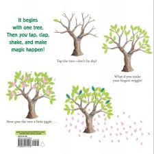Tap the Magic Tree book showing a bare tree transforming with leaves, blossoms, and apples with interactive tapping.