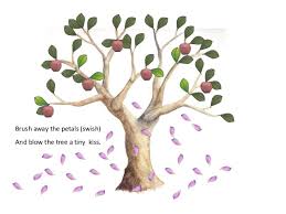 Tap the Magic Tree showing a tree with green leaves, pink blossoms, and red apples in a watercolor style.