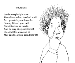 Where the Sidewalk Ends book illustration of a boy picking his nose with wild hair, black and white drawing by Shel Silverstein.