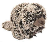 Porcupine plush toy with feather-like fur and a goofy expression, made with 100% recycled polyfill, 12 inches tall.