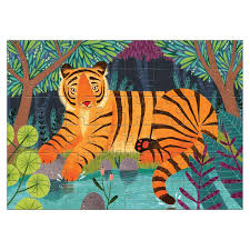 48pc Bengal Tiger Mini Puzzle featuring a colorful Bengal tiger in natural habitat, perfect travel-sized puzzle.