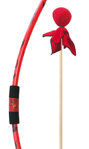 Two Bros Bow Set | Dragon features a red bow with black grip and a red cloth-tipped arrow for safe, imaginative play.