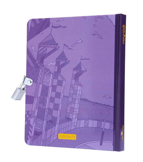 Harry Potter Quidditch Diary with lock and key, featuring purple Quidditch pitch design and 192 premium writing pages.
