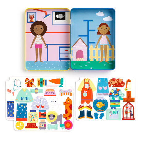 Magnetic I Can Be A Veterinarian! Set with two backgrounds and mix & match magnet dress-up veterinarian play kit.
