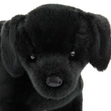 Black Lab Chester plush toy with soft black fur and detailed face, perfect for cuddles and playtime.
