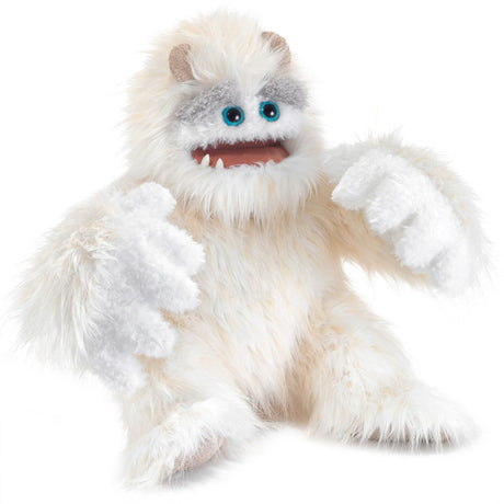 Yeti Puppet with fluffy white fur, movable eyebrows and mouth, and large 2-handed gloves for playful storytelling.