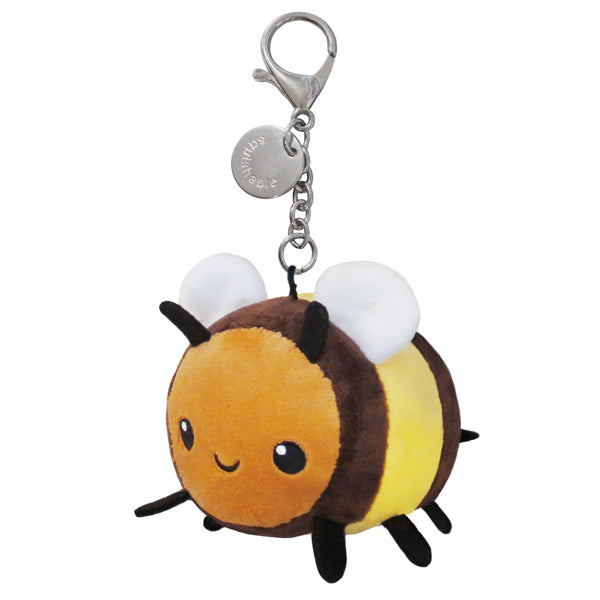 Bumblebee Micro plush keychain with metal clip, measuring 3 inches, made of soft polyester fiber.