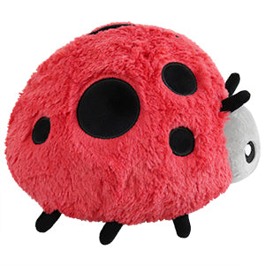 Soft, red Ladybug Mini plush toy with black spots and antenna, perfect for kids ages 3 and up.