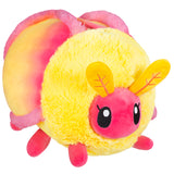 Rosy Maple Moth Mini plush toy in bright pink and yellow, soft and cuddly, measuring 7 inches.