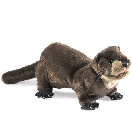 River Otter Puppet with soft chestnut fur, detailed webbed feet, and realistic features, perfect for imaginative play.