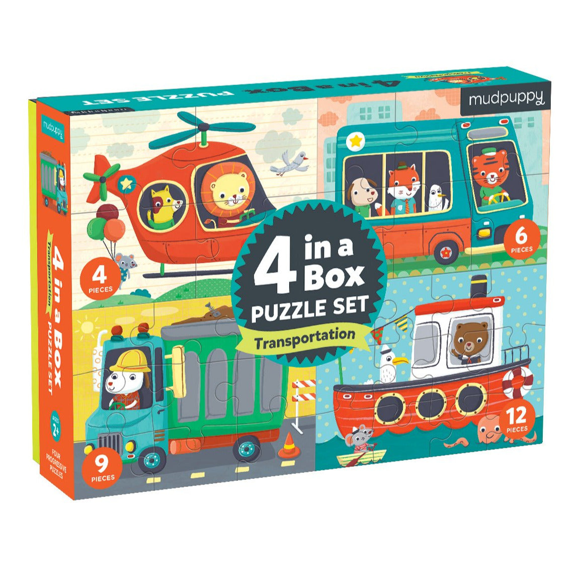 4-12pc Transportation Progressive Puzzles