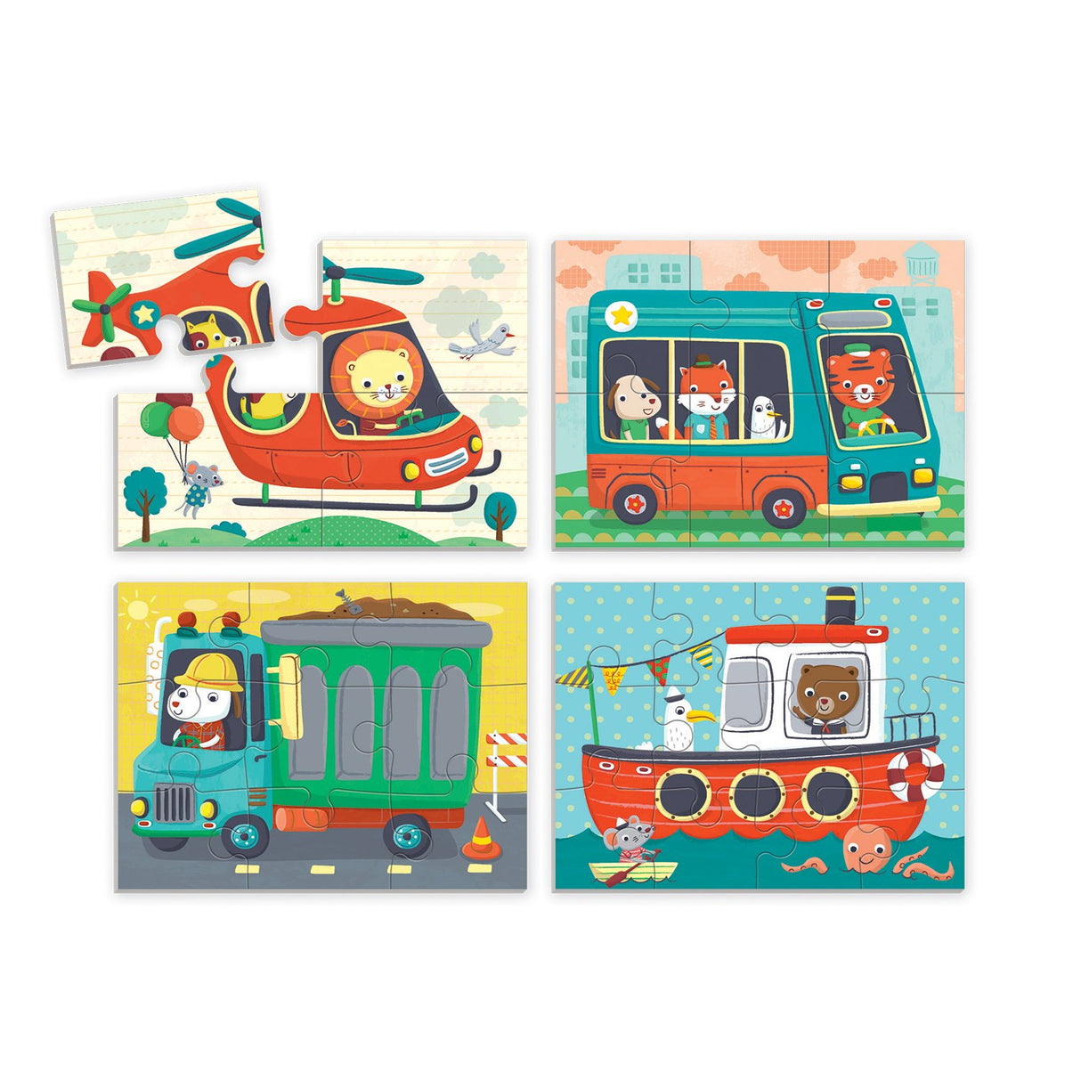 4-12pc Transportation Progressive Puzzles
